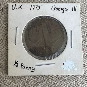 U.K. 1775 George III Half Penny Coin